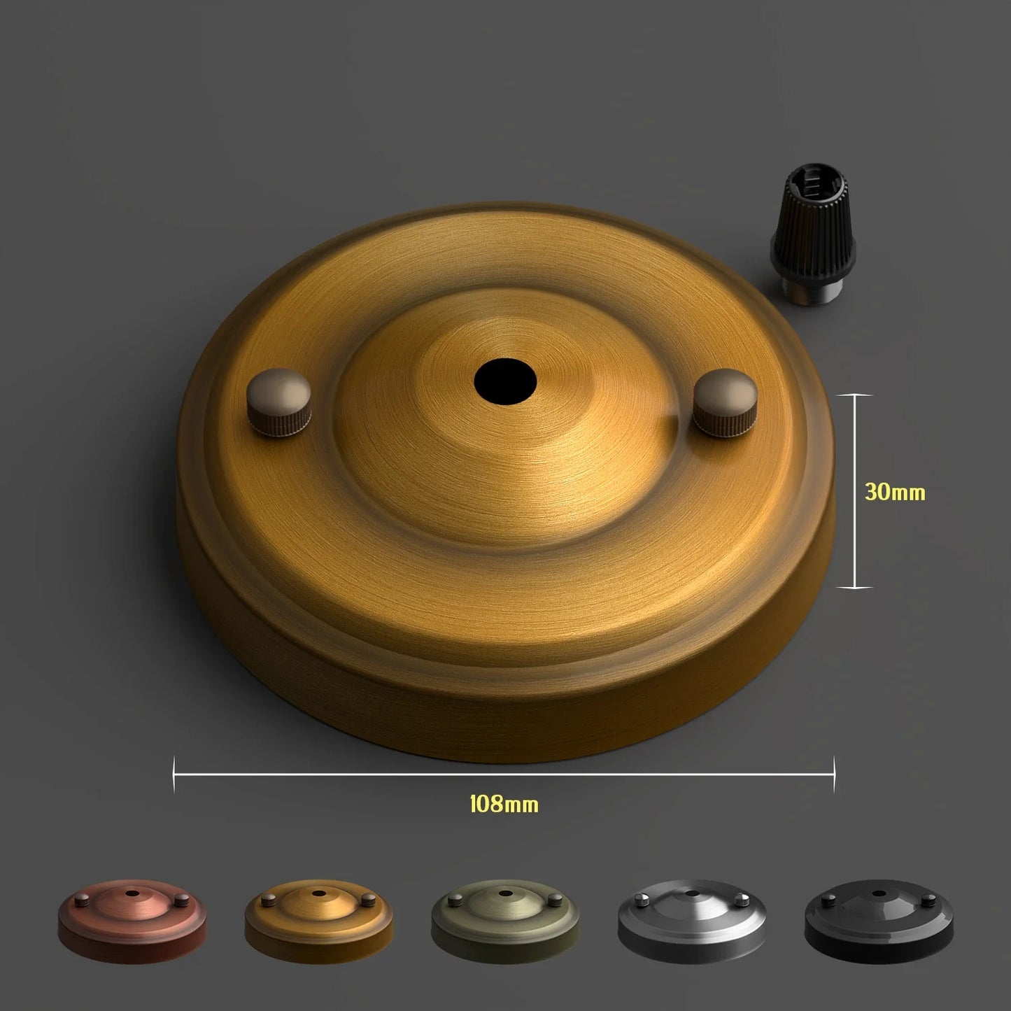 108mm Single Outlet Drop Metal Front Fitting Ceiling Rose~1451