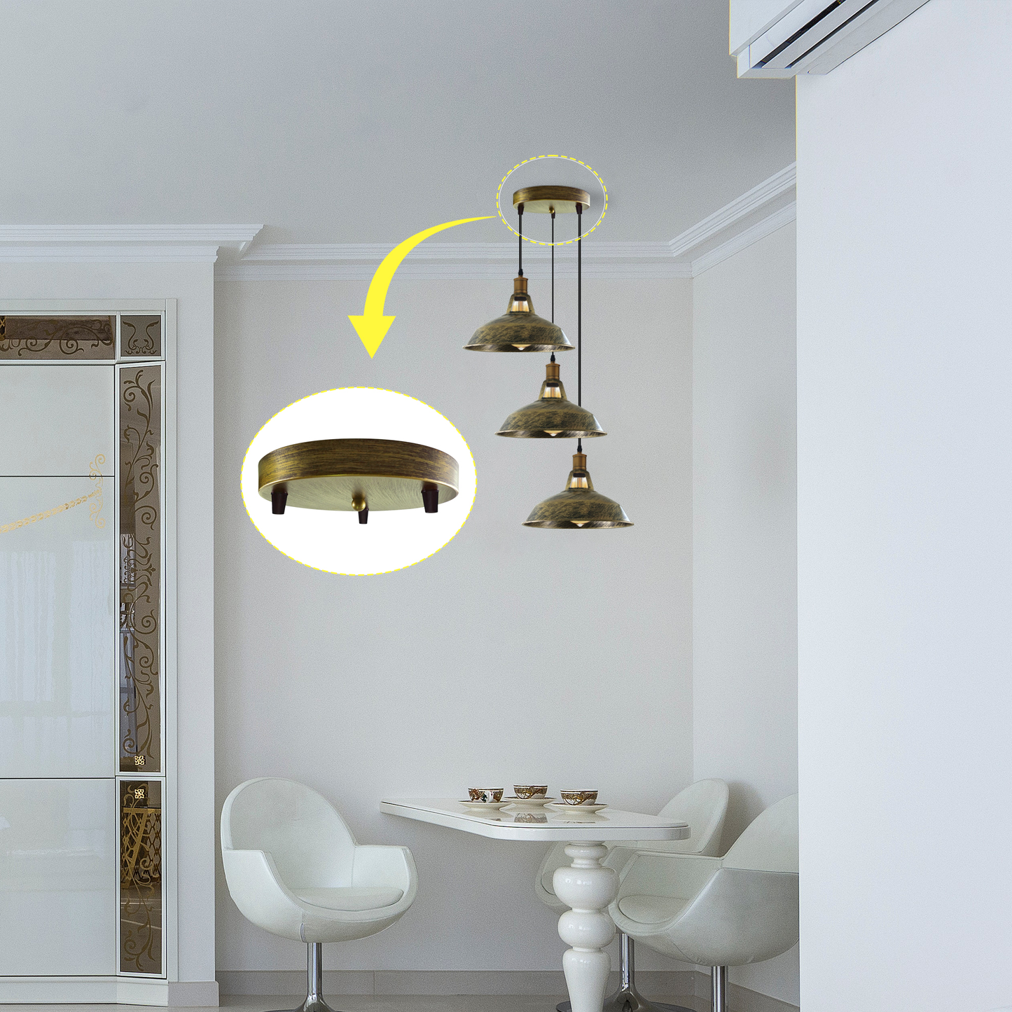 Multi-outlet ceiling rose, 3-way outlet five colors~2146