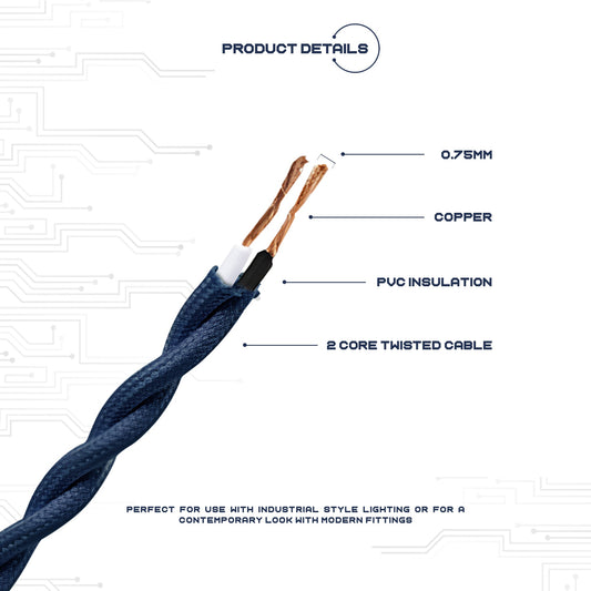 1M/5M/10M Black 2 Core Twisted Electric Fabric Cable~1769