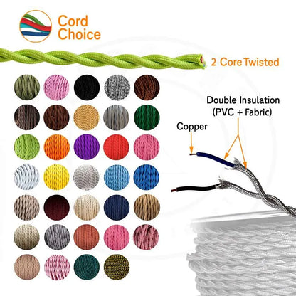 1M/5M/10M Black 2 Core Twisted Electric Fabric Cable~1769